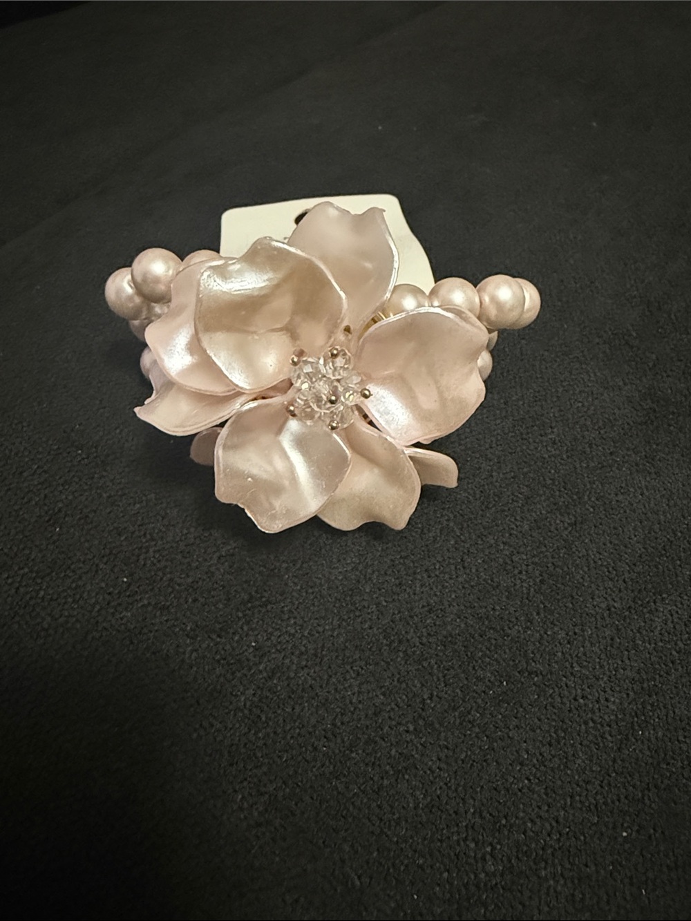 Light Pink , little Gold Pearl Double-Strand Bracelet with Floral Accent - Picture 3 of 5